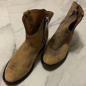Womens Black/Tan Leather Booties